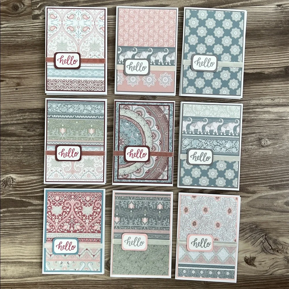 Handmade Greeting Cards Lot of 18 “Hello” With Envelopes Bohemian Floral